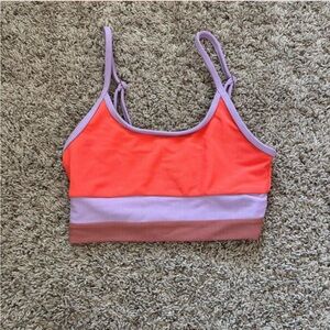 BEACH RIOT Colorblock Coral & Lavender Bikini top